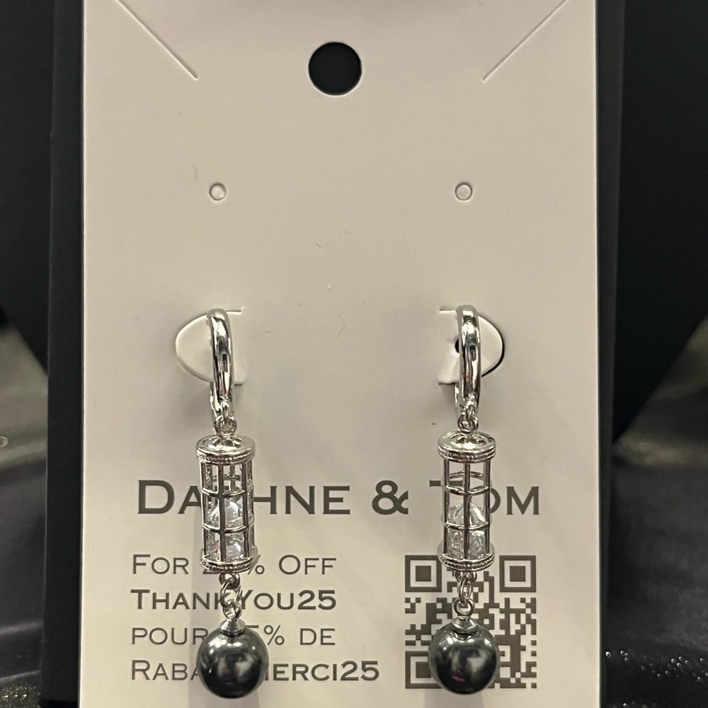 Austrian Crystal Pearls Hoop Earrings